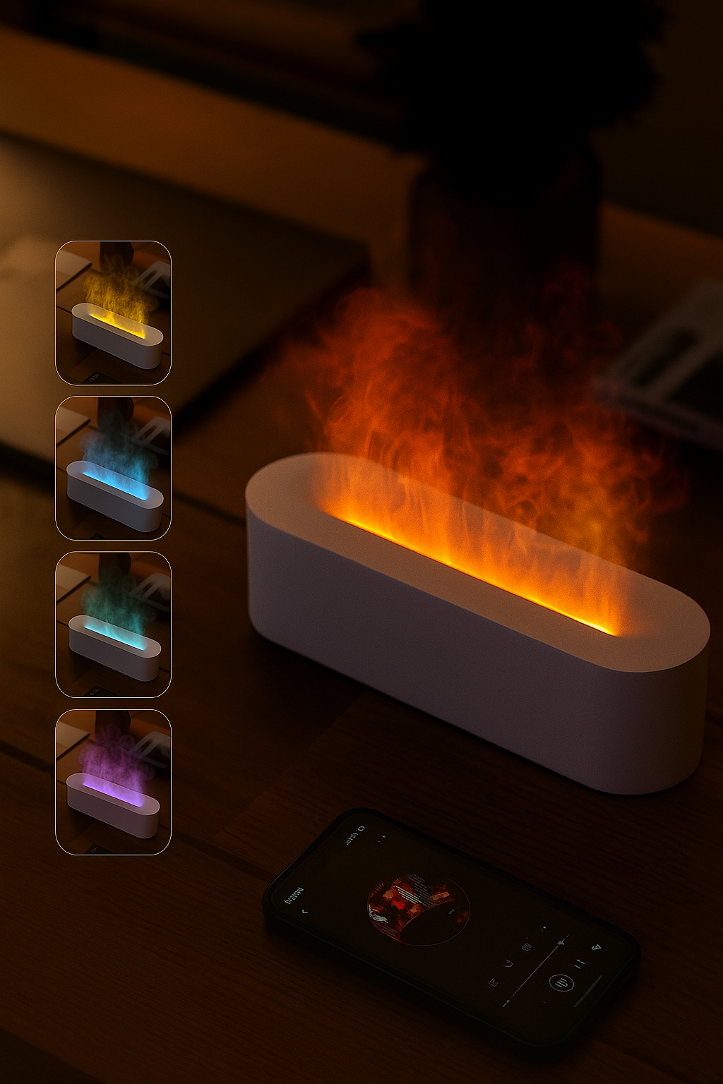 Colorful Flame Humidifier | Ultrasonic Aroma Diffuser for Cozy Home Decor